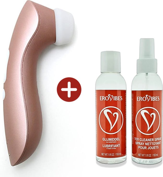 Satisfyer Pro 2+ Vibration Voordeelpakket - Luchtdruk Vibrator met Vibratie - incl. Glijmiddel & Toy Cleaner