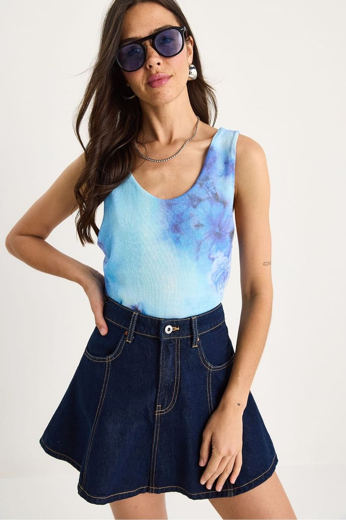 Bloemen U Hals Mouwloze Top