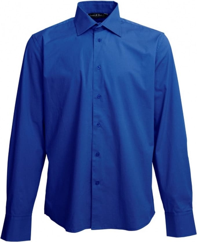 Lemon & Soda Heren casual overhemd - kobalt blauw - katoen/polyester L