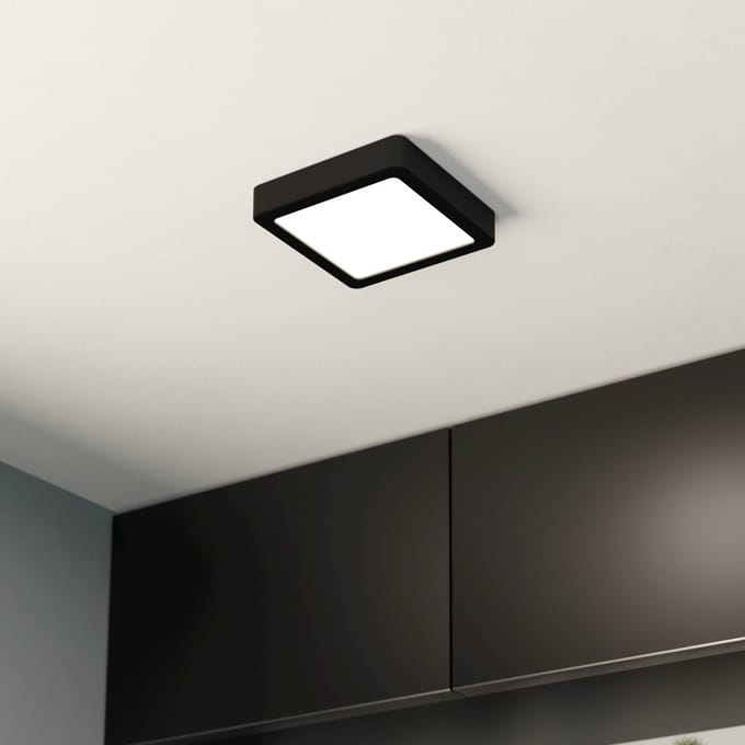 EGLO LED opbouwpaneel Fueva 5 IP20 830 zwart 16x16cm