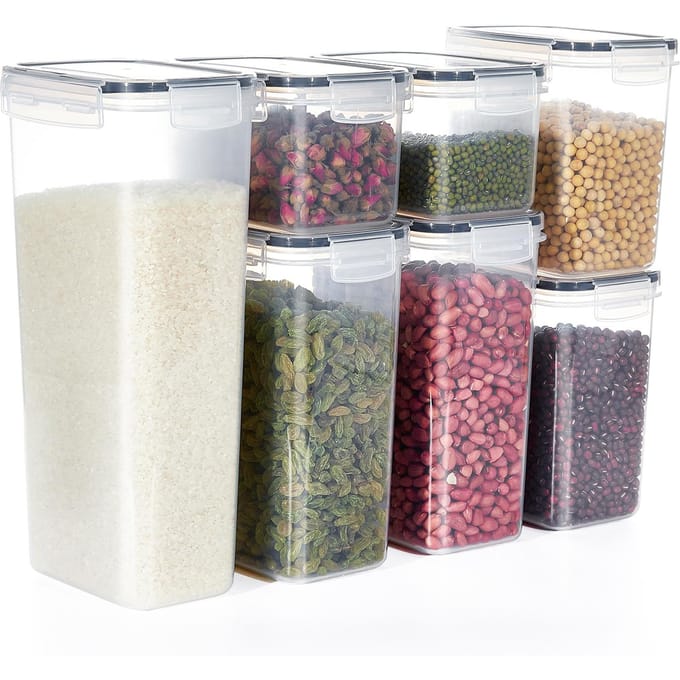 7 STKS Voedselopslagcontainers keukenopslagcontainer BPA-vrij PP Pantry-organisatie met deksel transparant