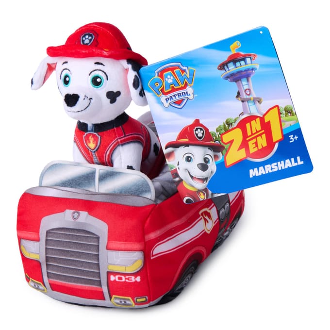 Spinmaster PAW Patrol – 2 in 1 plush Marshall with vehicle (15 cm) Speelfiguren & personages
