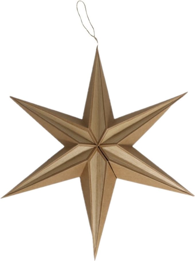 Gerimport Decoratie kerstster - bruin - 30 cm - papier - lampion