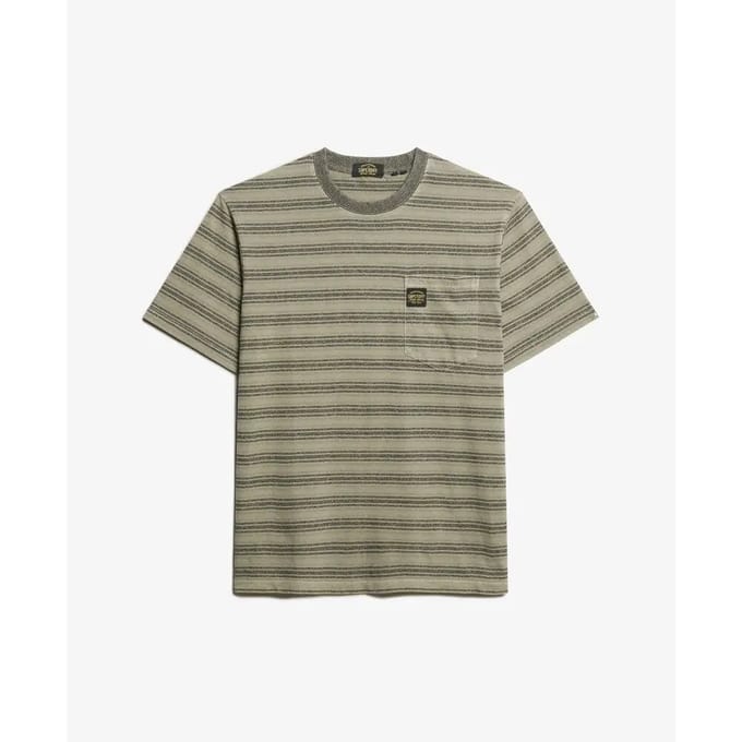 Superdry - Getextureerd gestreept T-shirt met borstzak - Heren - T-shirts