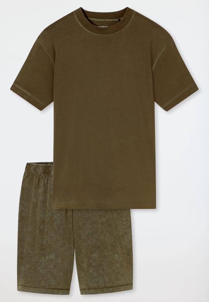 Korte pyjama met tie-dye-effect, olijfgroen - Modern Essentials 54