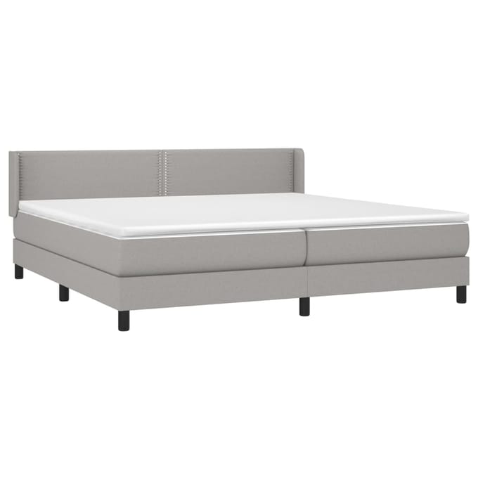 vidaXL - Boxspring - met - matras - stof - lichtgrijs - 200x200 - cm