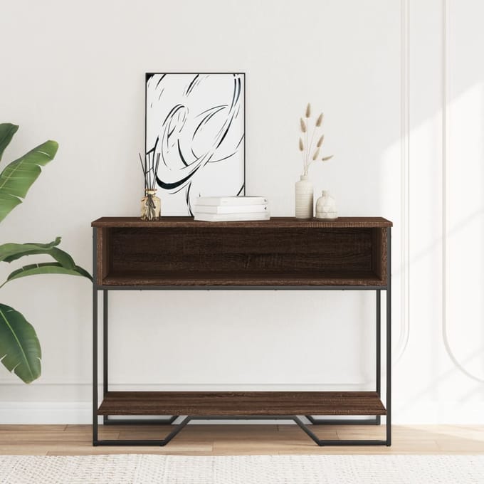 vidaXL - Wandtafel - 100x35x74,5 - cm - bewerkt - hout - bruin - eikenkleurig