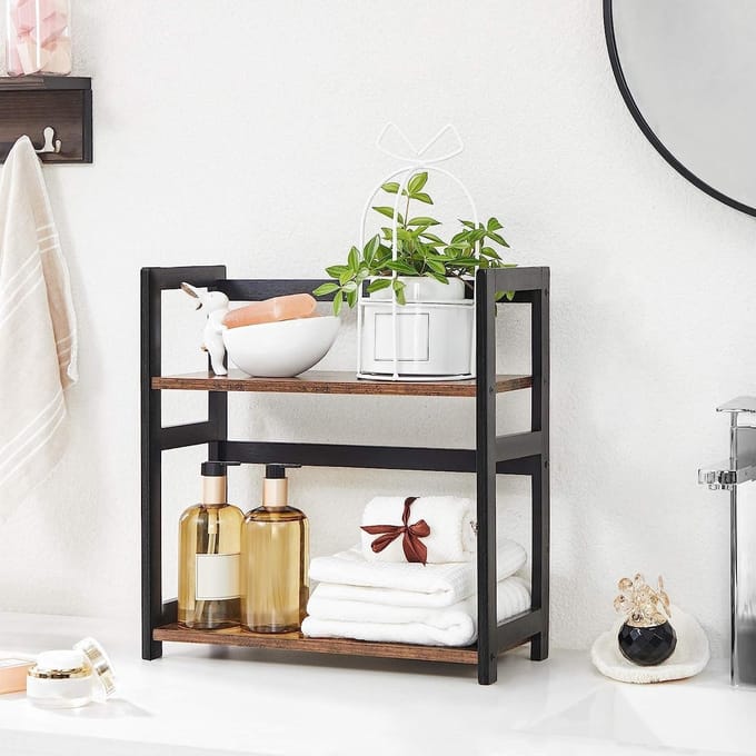 Parya Home vintage  kruidenrek - 2 niveaus - bruin/zwart