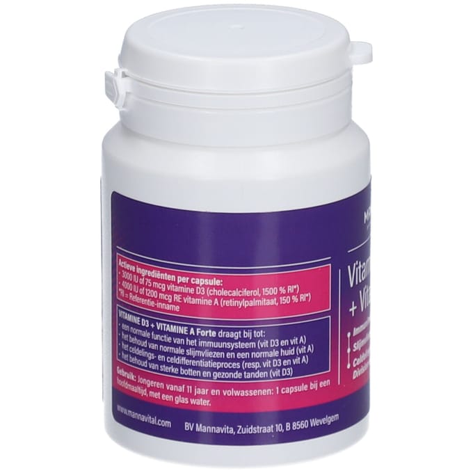 Mannavital Vitamine D3 + vitamine A forte 90 Capsules