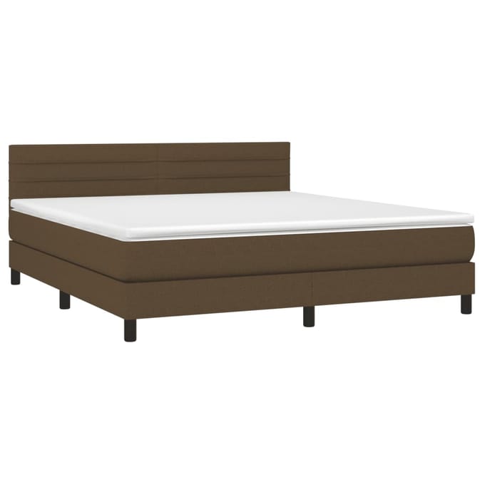 vidaXL - Boxspring - met - matras - en - LED - stof - donkerbruin - 160x200 - cm