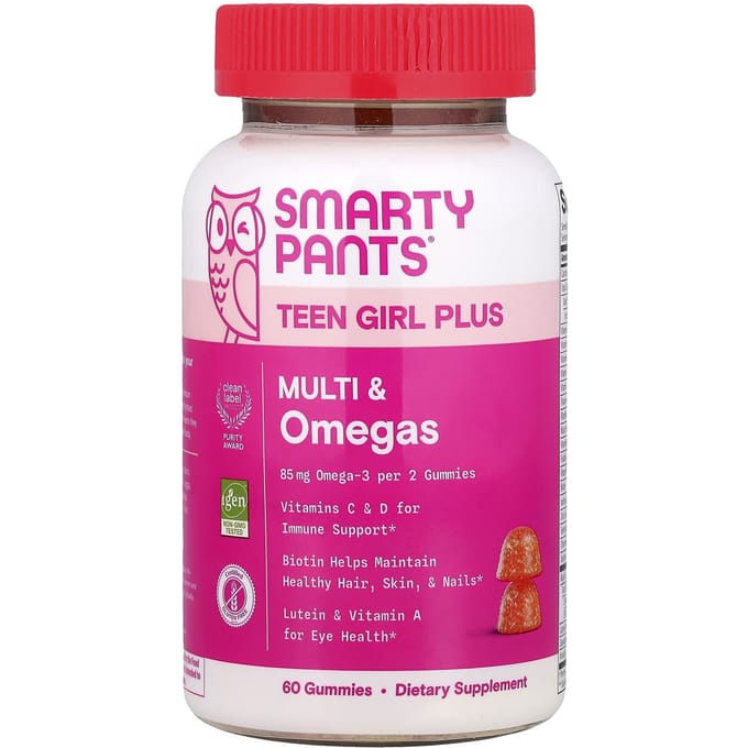 SmartyPants Tiener Meisje Plus Multi & Omega. Mango Sinaasappel, 60 Gummies