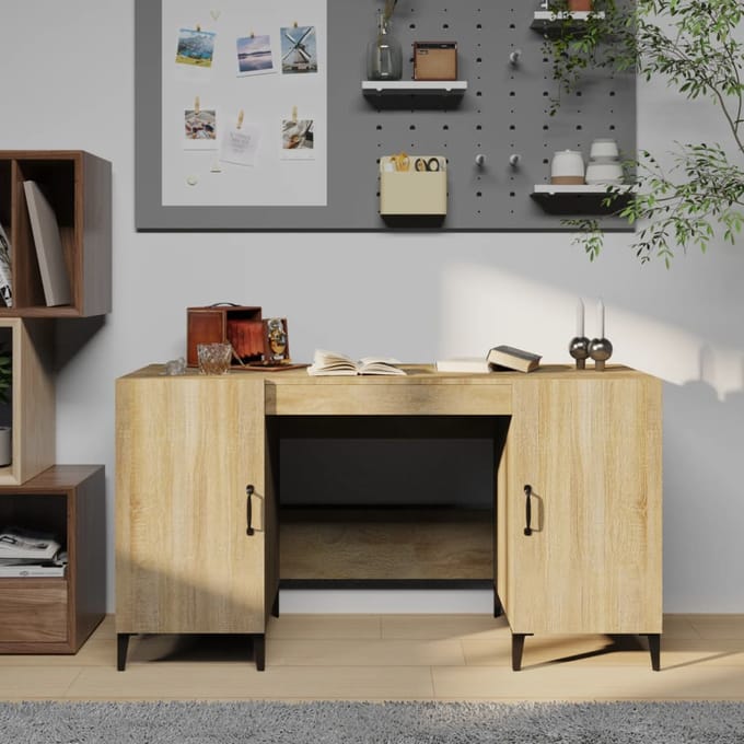 vidaXL - Bureau - 140x50x75 - cm - bewerkt - hout - sonoma - eikenkleurig