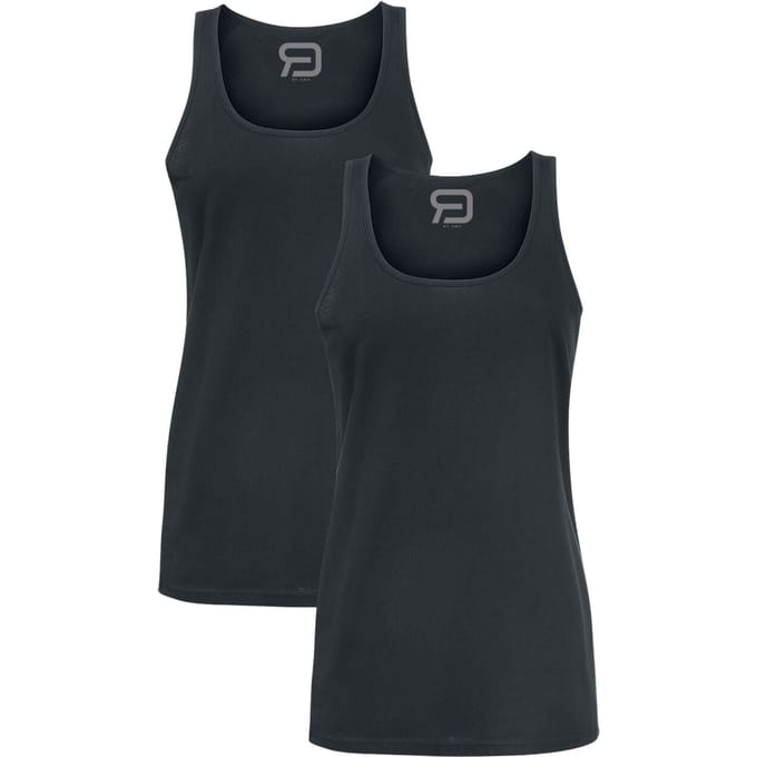 R.E.D. Rock-Engineered Design Zwarte basic topjes in een dubbele verpakking - Dames - L