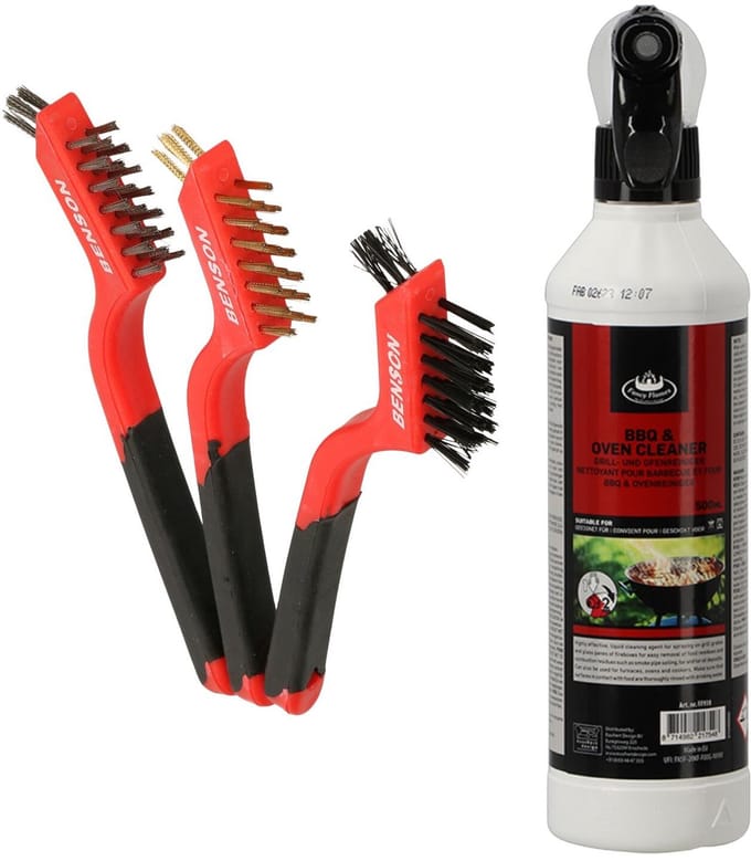 BBQ reinigingsset - barbecue schoonmaakborstel - reiniging spray