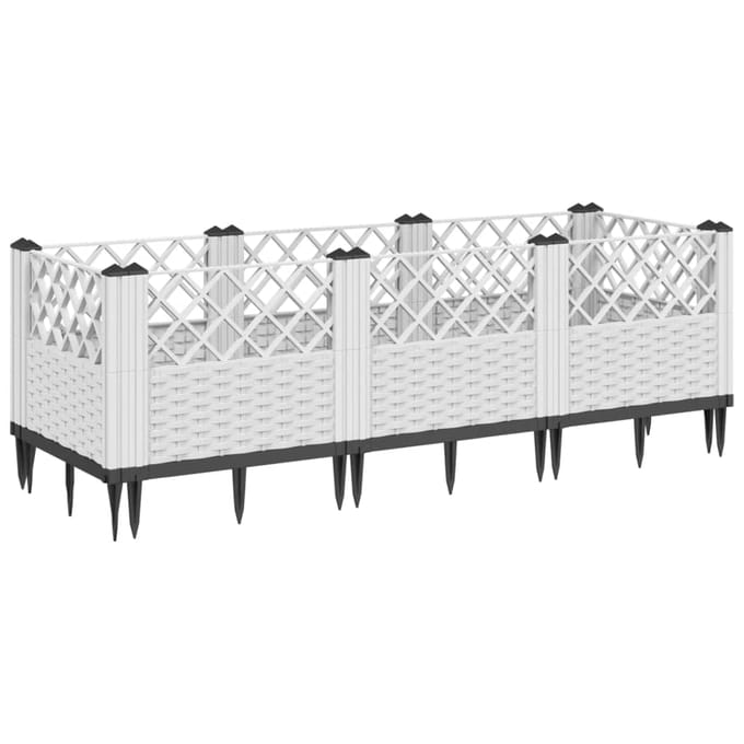 vidaXL - Plantenbak - met - pinnen - 123,5x43,5x43,5 - cm - polypropeen - wit