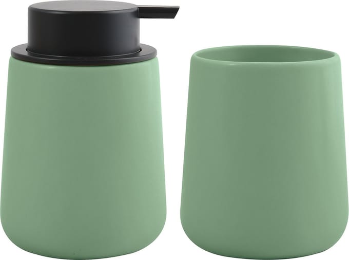 MSV Zeeppompje en drink/tandenborstel beker - badkamer set Malmo - keramiek - groen
