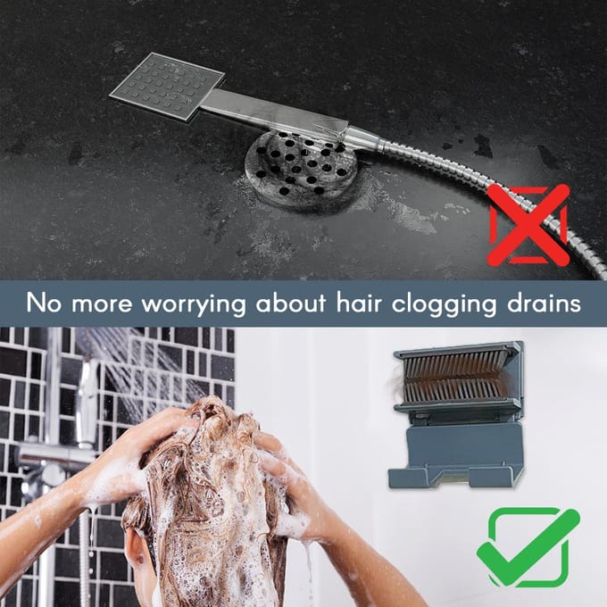 Douche haarvanger Wandmontage haarvanger Doucheafvoerbeschermer Herbruikbare siliconen haarverzamelaar blauw