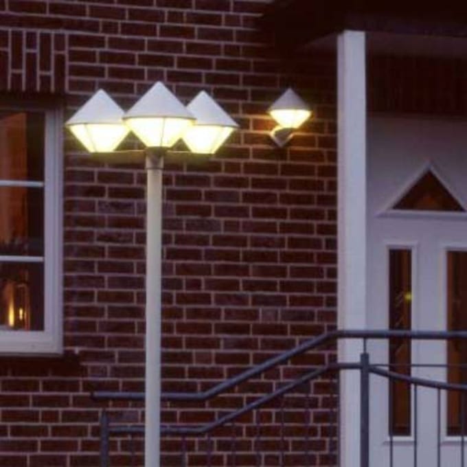 Albert Leuchten Moderne lantaarnpaal 181, wit, 3-lamps
