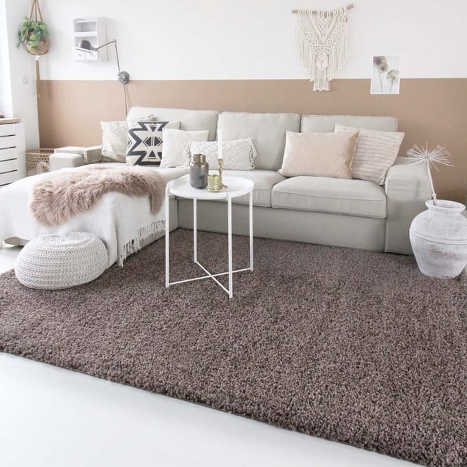 Hoogpolig vloerkleed - Shaggy Trend taupe 140x200