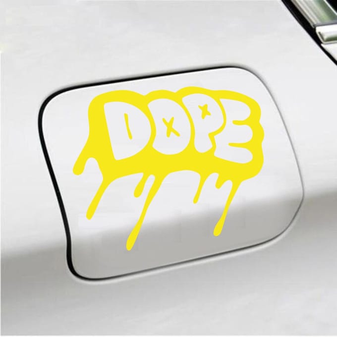 Bumpersticker - Dope - 12,3 X 14,8 - Geel