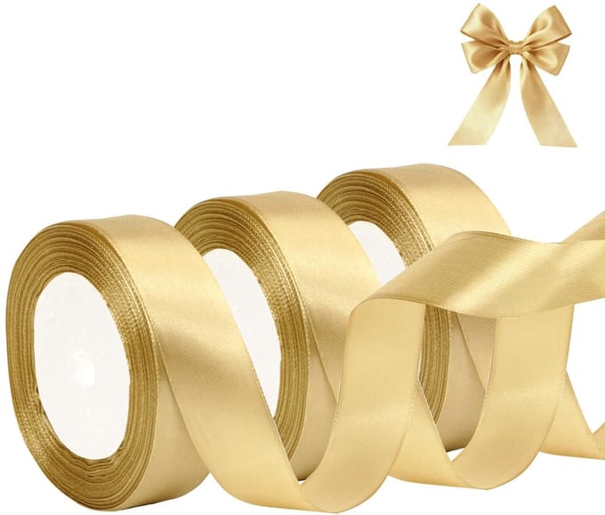 Dailygoods- Geschenklint Goud 25mm - Cadeaulint - Sierlint - Cadeaustrik - Decoratie - 66M Satijnlint