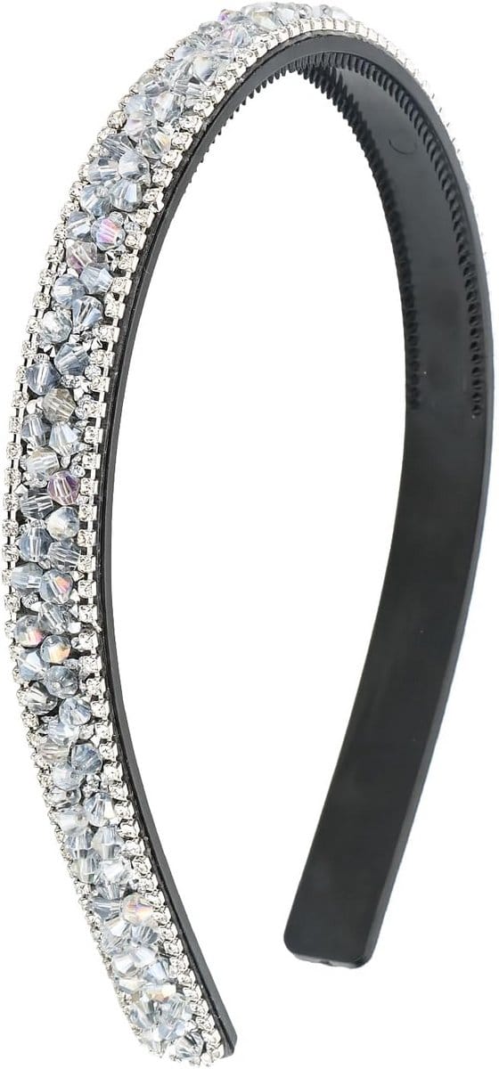 Glanzende Strass Hoofdband Zilver Grijs met Kam - Sprankelend Haaraccessoire Dames