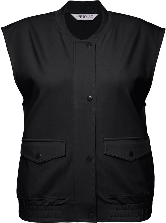 Studio Untold - Dames - Jersey vest kort boxy model verborgen rits - Zwart - Maat 42+