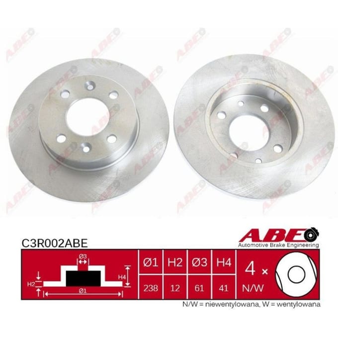 Remschijf ABE C3R002 voorkant, compleet, 1 Stuk