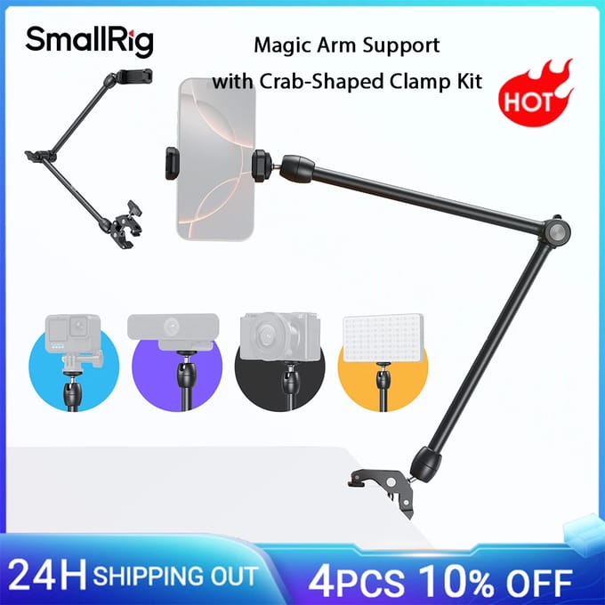 SmallRig 21,7" Magic Arm met Super Clamp, telefoonhouder, flexibele bureau camerahouder voor iPhone, DSLR, action camera, videolamp 5624