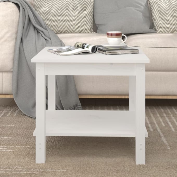 vidaXL - Salontafel - 50x50x45 - cm - massief - grenenhout - wit