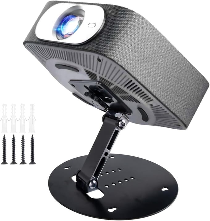 Projector Beugel - Tafelhouder Wandbeugel - Thuisbioscoop Instellen - 90 Graden Kantelbaar - Compact Opvouwbaar - Wit