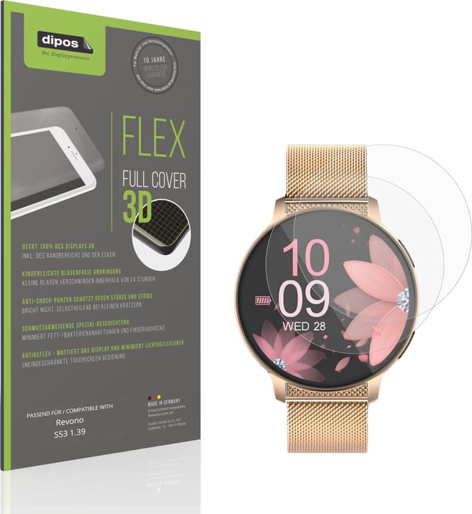 dipos FLEX – 2x Matte Screenprotector geschikt voor Revono S53 1.39 | Volledige Schermbescherming | Case-Friendly