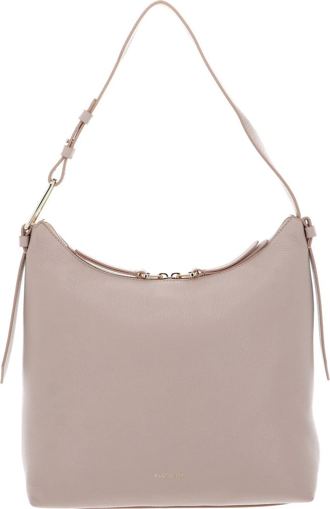 COCCINELLE Leren Schoudertas Malory Handbag Grained Leather Rosette Beige
