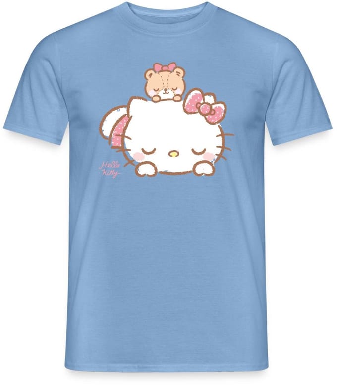 Hello Kitty Met Teddy Op Haar Rug T-Shirt Heren