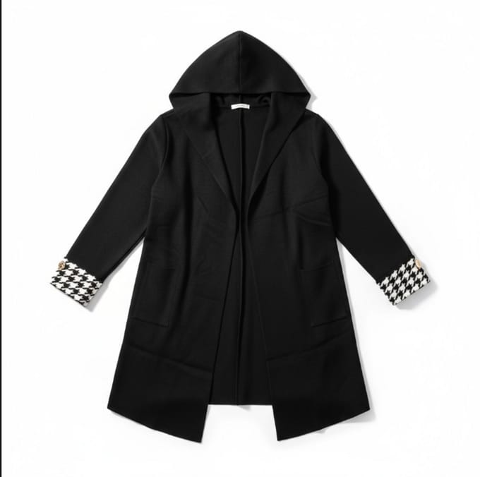 Zwarte damesjas/vest met capuchon - Black