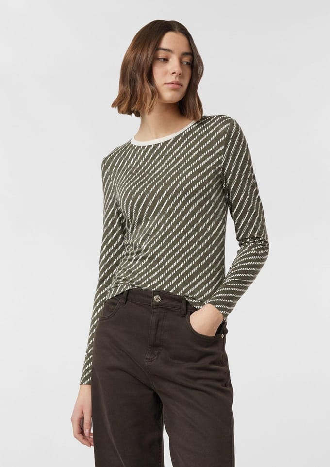 comma - female - Shirt van viscosemix met lange mouwen en all-over print