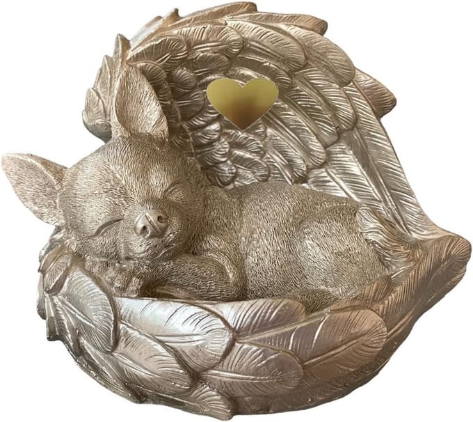 Dierenurn Chihuahua in Engelenvleugels voor Thuis met Gravure