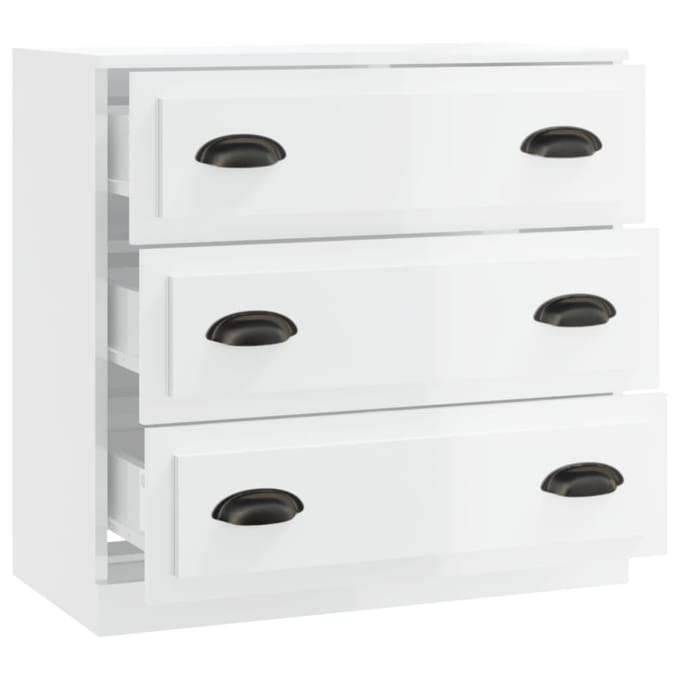 vidaXL - Dressoir - 70x35x67,5 - cm - bewerkt - hout - hoogglans - wit
