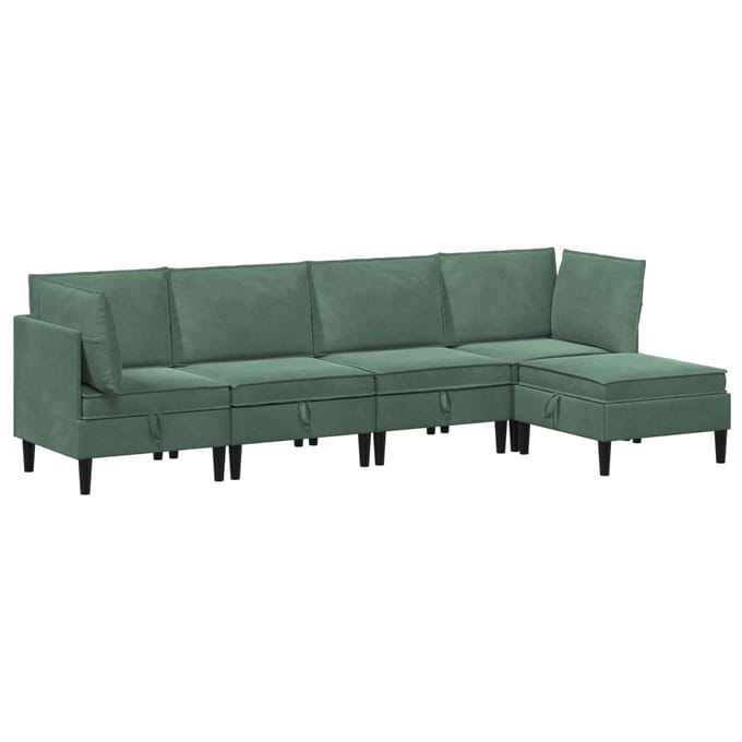 vidaXL - Woonkamer - Meubelset - 5 - st - Zeegroen - Fluweel