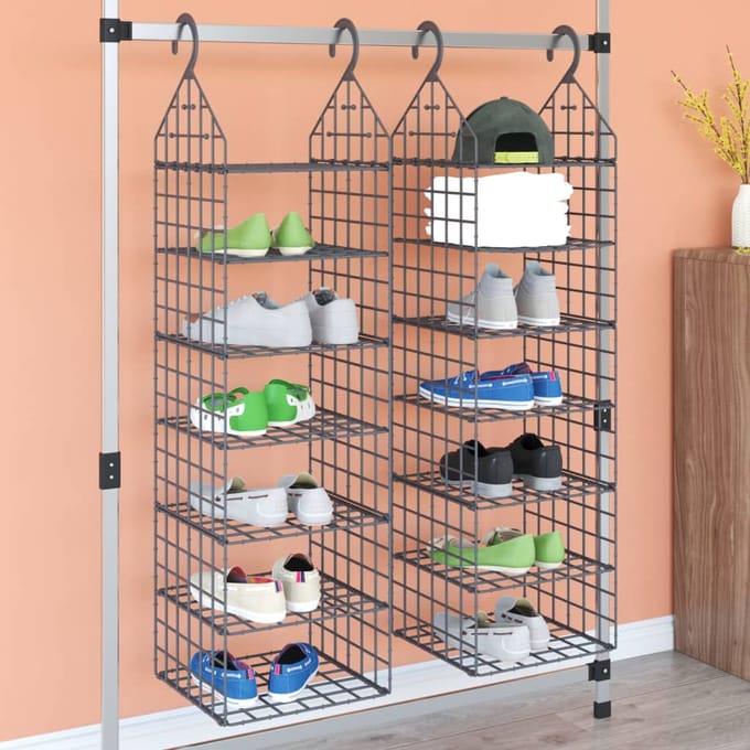 vidaXL - Hangende - kastorganisers - 2 - st - met - 7 - schappen