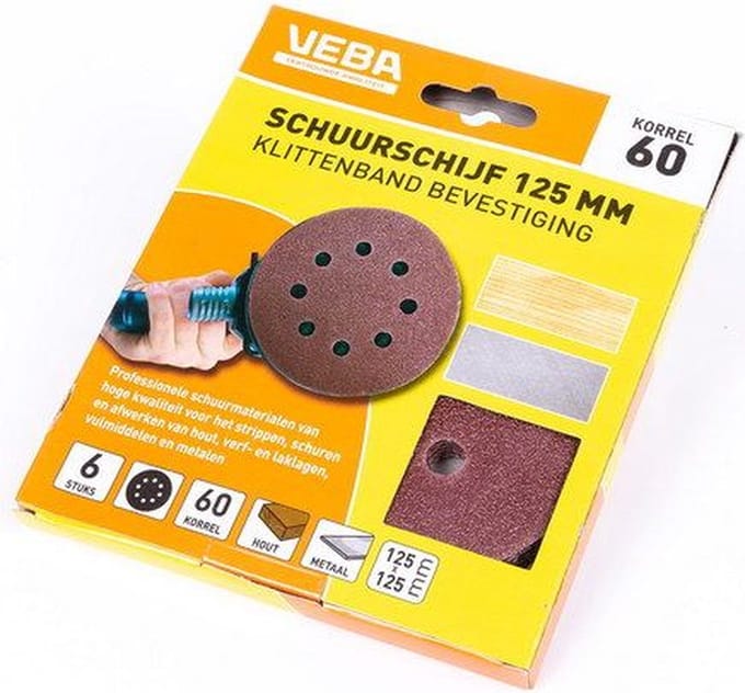 Schuurschijf met klittenband 125MM P60 6stuks