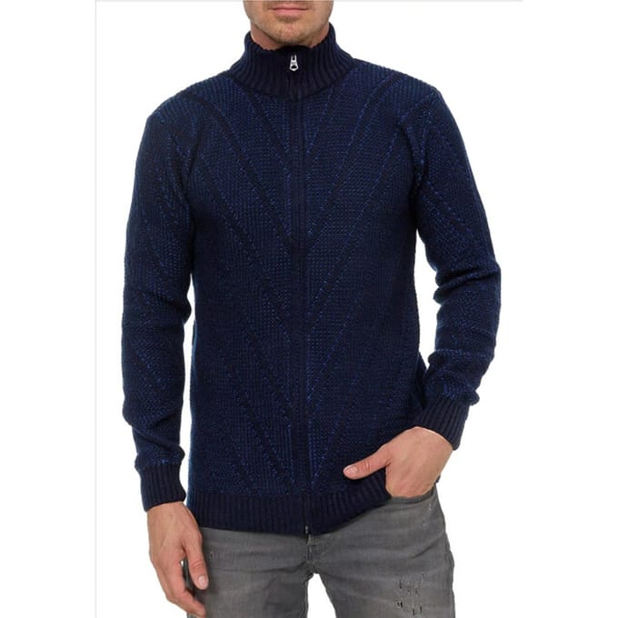 Rusty Neal - Heren Vest Kabel - Marine - Gebreid - Italianstyle
