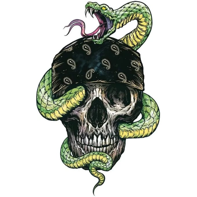 Motorfiets stickers Lethal Threat Snake Skull