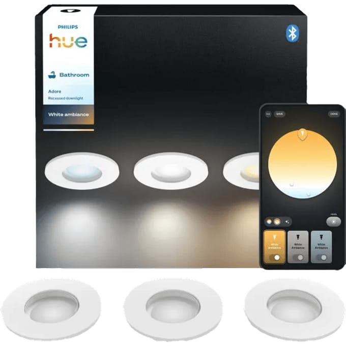Philips Hue Adore badkamerinbouwspot - warm- tot koelwit licht - 3-pack - wit