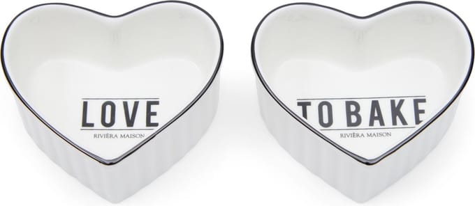Riviera Maison Love To Bake Bowl 2 pcs - Porselein - Wit - 8.5x7.5x4.0 cm