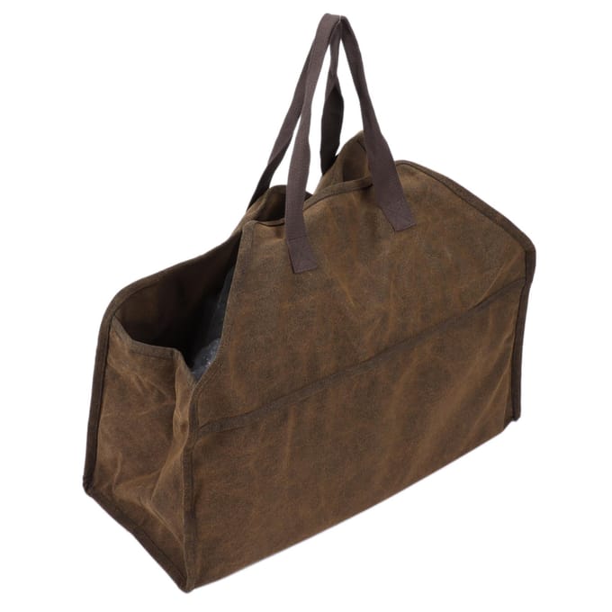 Draagbare Canvas Houtdrager Brandhout Opbergtas Organizer Openhaardaccessoires brown