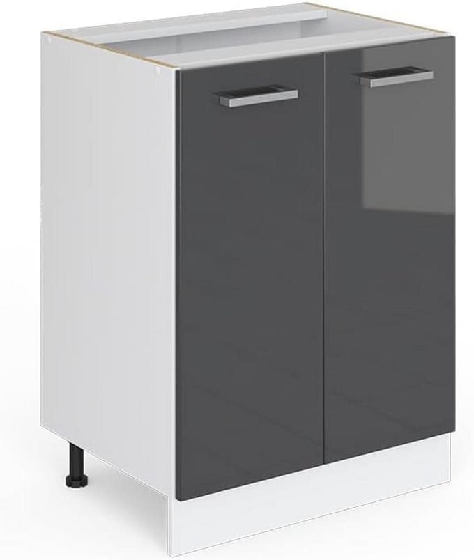 Onderkast Keuken 60 cm R-Line Antraciet Hoogglans met Witte Basis