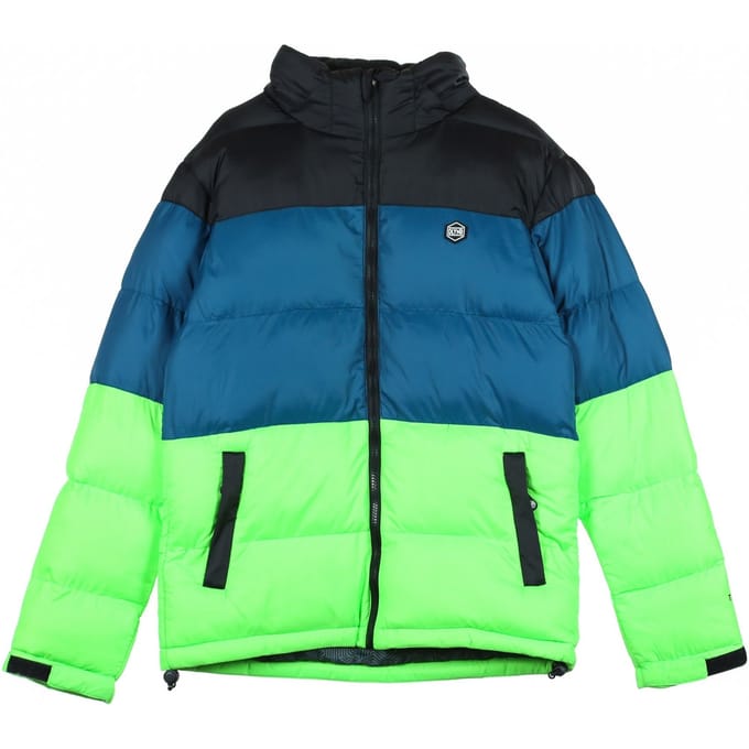 Techno gewatteerde jas heren zwart/petroleum/fluo groen