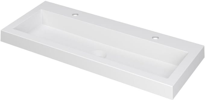 INK Dock Wastafel Polystone met 2 Kraangaten - 1000x400x60 mm - Mat Wit