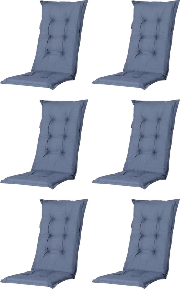 Madison - Tuinkussen - Universeel - Lage Rug - 6 st. - Basic Cobalt - 105x50cm - Blauw - Tuinstoelkussens - Standaardstoel
